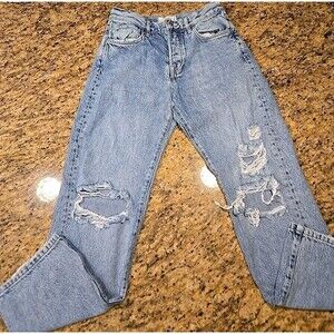 We The Free People Jeans Womens 26 High Rise Straight Leg Distressed